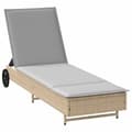 Miniatyrbillede 1 af 11: vidaXL liggestol med hjul og hynde polyrattan beige