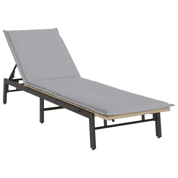 vidaXL liggestol med hynde polyrattan beige
