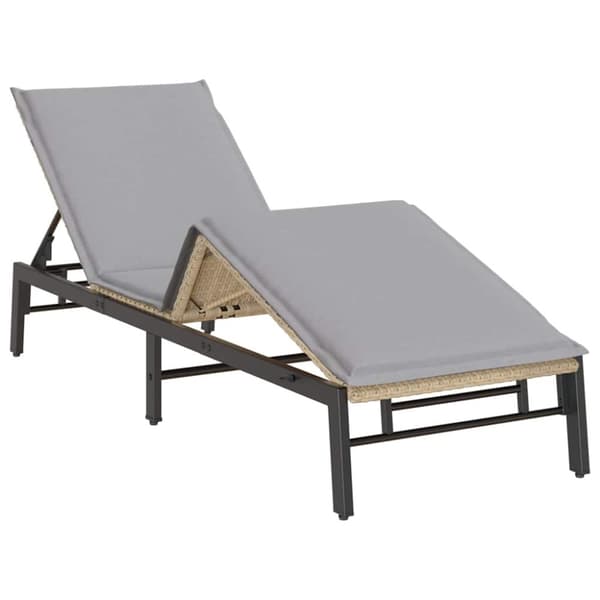 vidaXL liggestol med hynde polyrattan beige