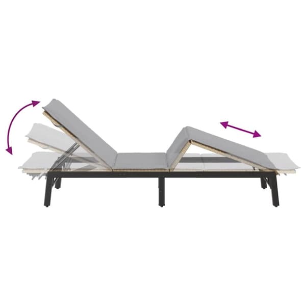 vidaXL liggestol med hynde polyrattan beige