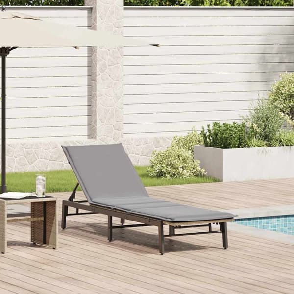 vidaXL liggestol med hynde polyrattan beige