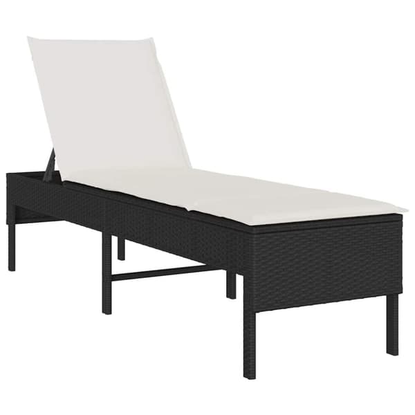 vidaXL liggestol med hynde 55x200x44 cm polyrattan sort