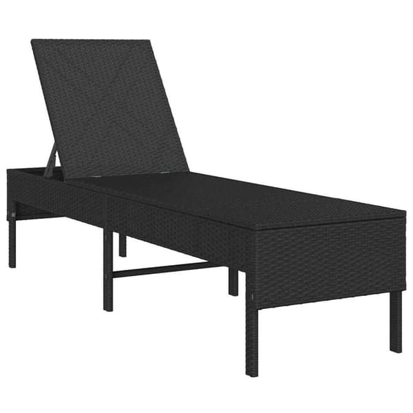vidaXL liggestol med hynde 55x200x44 cm polyrattan sort