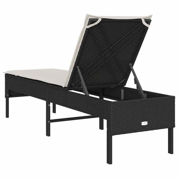 vidaXL liggestol med hynde 55x200x44 cm polyrattan sort