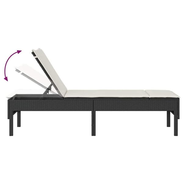 vidaXL liggestol med hynde 55x200x44 cm polyrattan sort