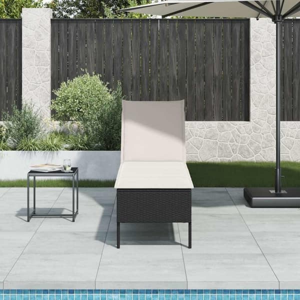 vidaXL liggestol med hynde 55x200x44 cm polyrattan sort