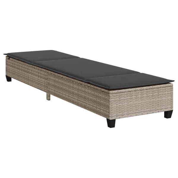 vidaXL liggestol med hynder 55x200x25,5 cm polyrattan lysegrå