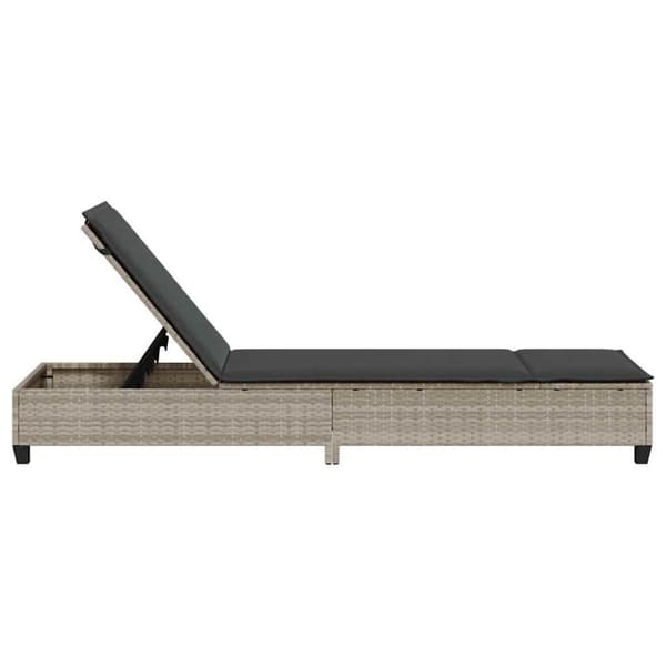 vidaXL liggestol med hynder 55x200x25,5 cm polyrattan lysegrå