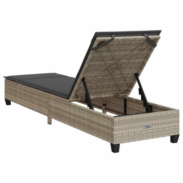 vidaXL liggestol med hynder 55x200x25,5 cm polyrattan lysegrå