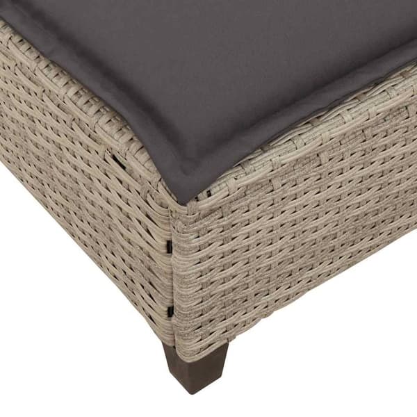 vidaXL liggestol med hynder 55x200x25,5 cm polyrattan lysegrå