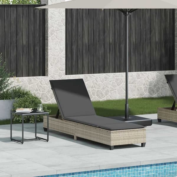 vidaXL liggestol med hynder 55x200x25,5 cm polyrattan lysegrå