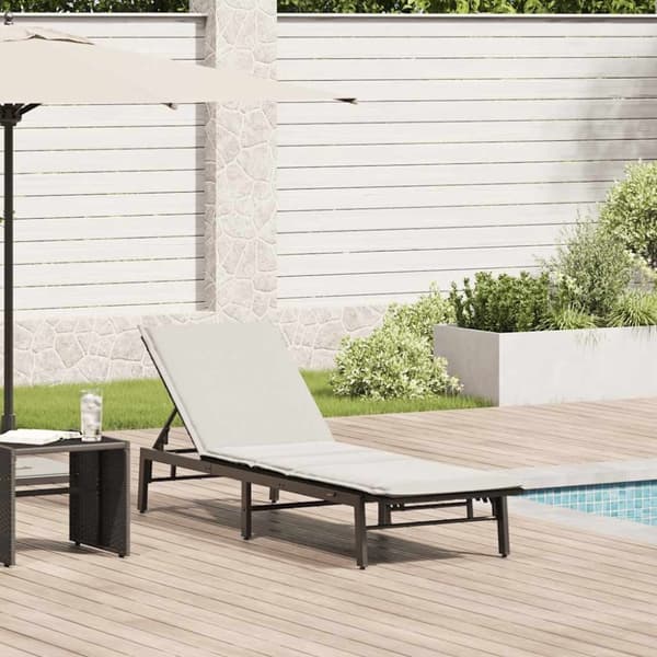 vidaXL liggestol med hynde polyrattan sort