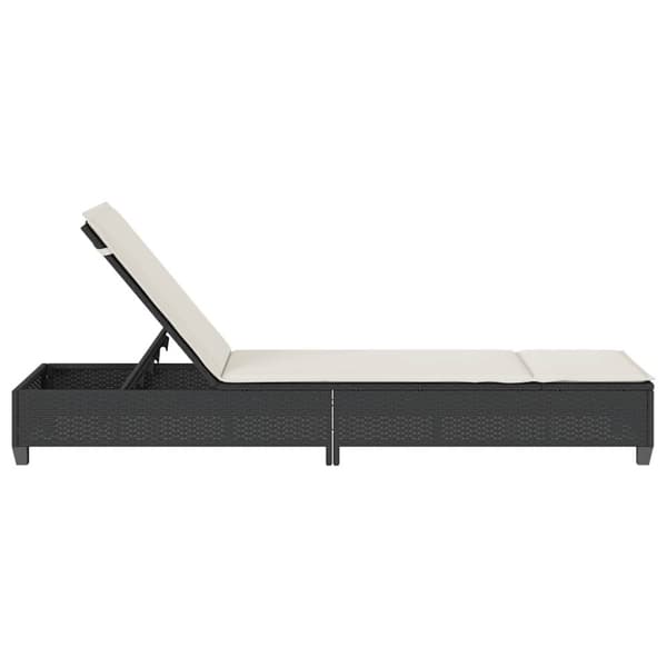 vidaXL liggestol med hynder 55x200x25,5 cm polyrattan sort