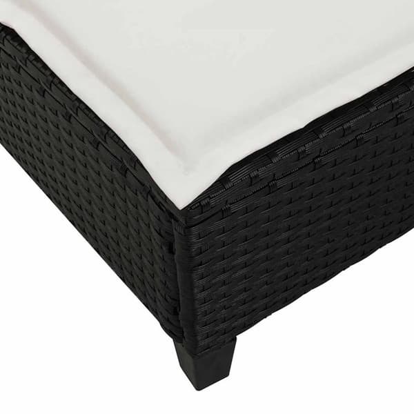 vidaXL liggestol med hynder 55x200x25,5 cm polyrattan sort