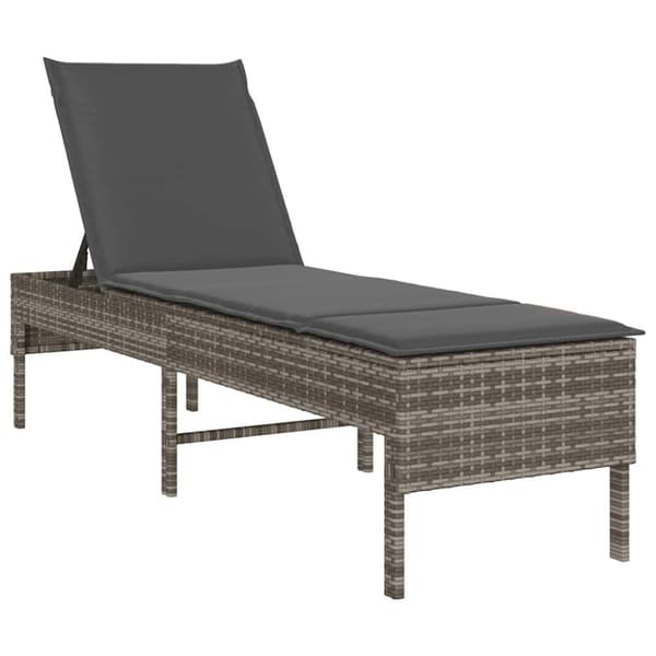 vidaXL Solstol med dyna grå 55x200x44cm konstrotting