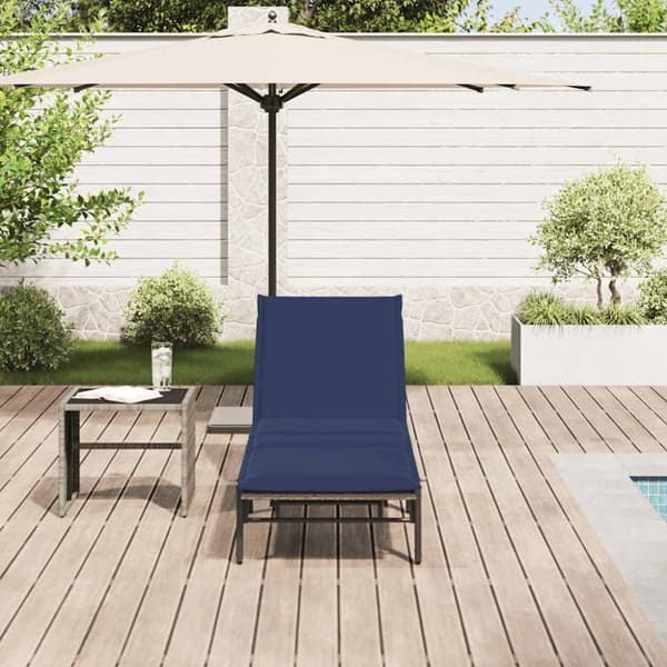 vidaXL liggestol med hynde polyrattan grå