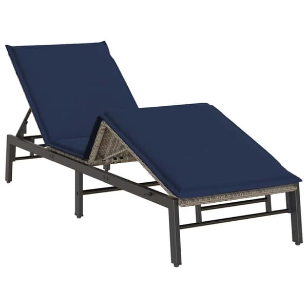 vidaXL liggestol med hynde polyrattan grå