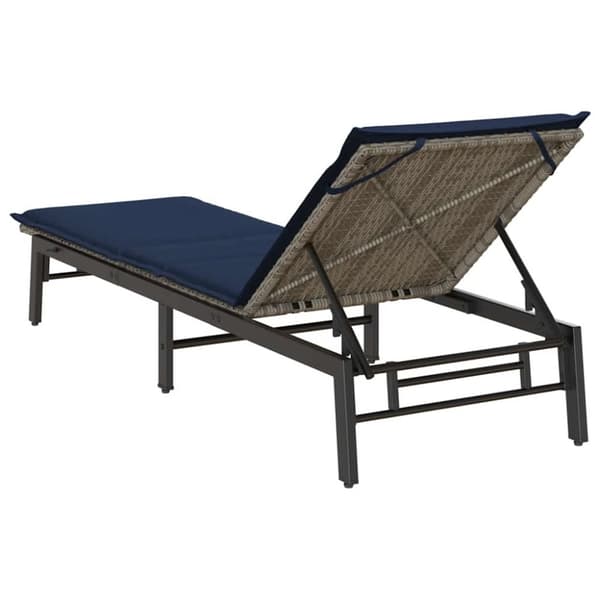 vidaXL liggestol med hynde polyrattan grå