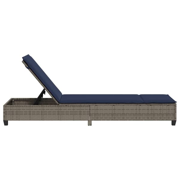 vidaXL liggestol med hynder 55x200x25,5 cm polyrattan grå
