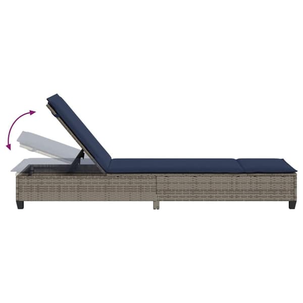 vidaXL liggestol med hynder 55x200x25,5 cm polyrattan grå