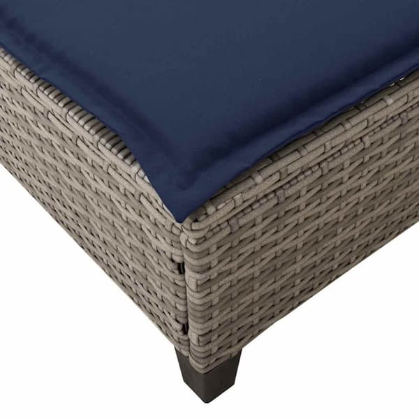 vidaXL liggestol med hynder 55x200x25,5 cm polyrattan grå