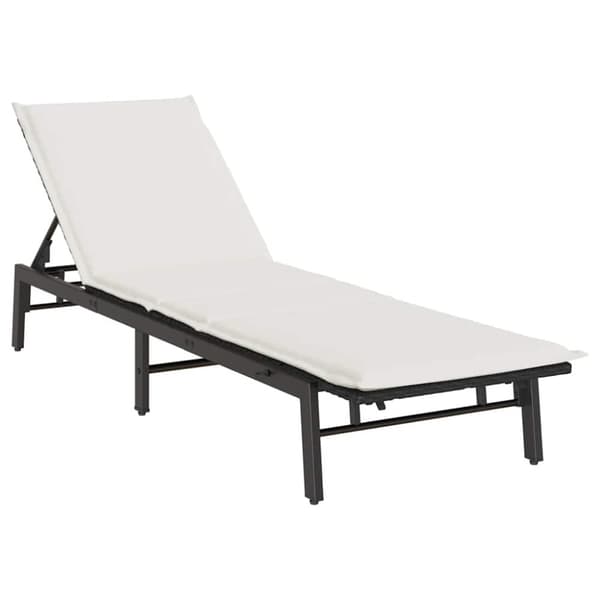 vidaXL Solsäng med dyna svart konstrotting