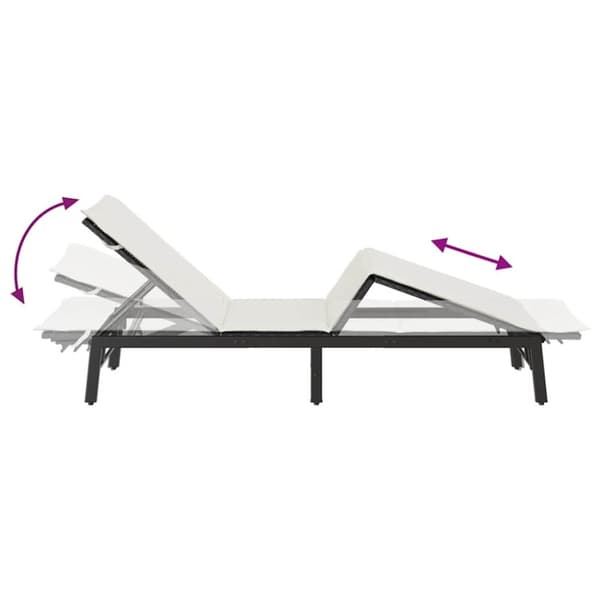 vidaXL Solsäng med dyna svart konstrotting