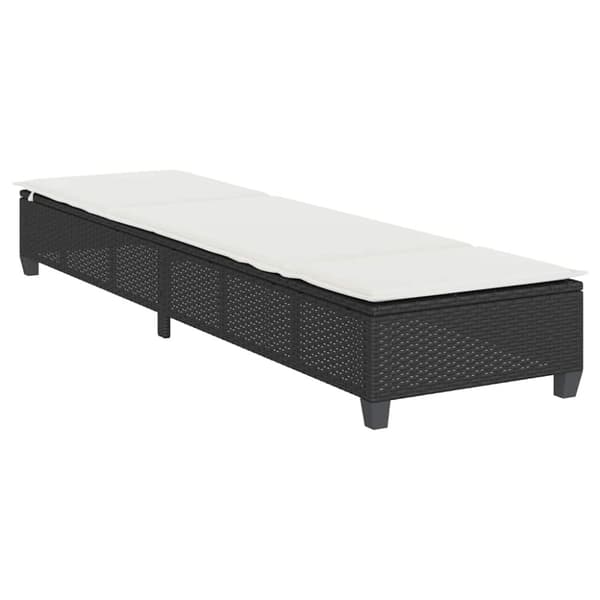 vidaXL Solstol med dynor svart 55x200x25,5cm konstrotting