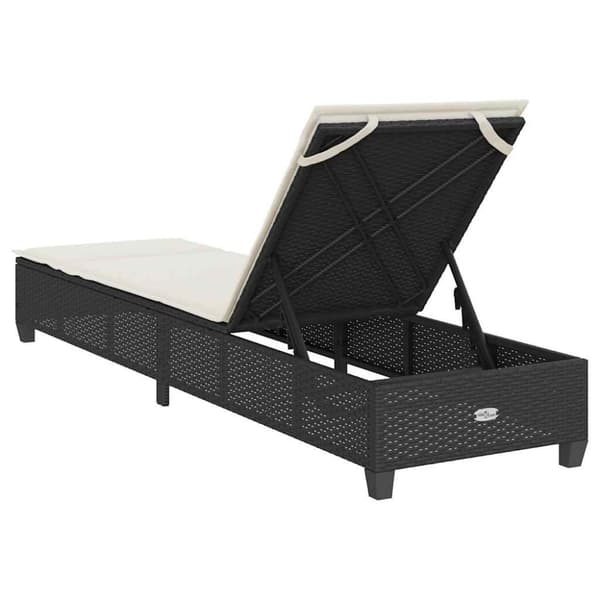vidaXL Solstol med dynor svart 55x200x25,5cm konstrotting