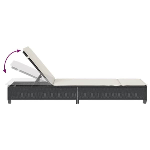 vidaXL Solstol med dynor svart 55x200x25,5cm konstrotting