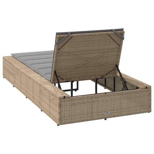 vidaXL Solsäng med flytande dyna beige konstrotting
