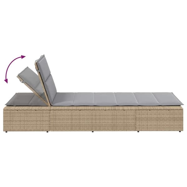 vidaXL Solsäng med flytande dyna beige konstrotting