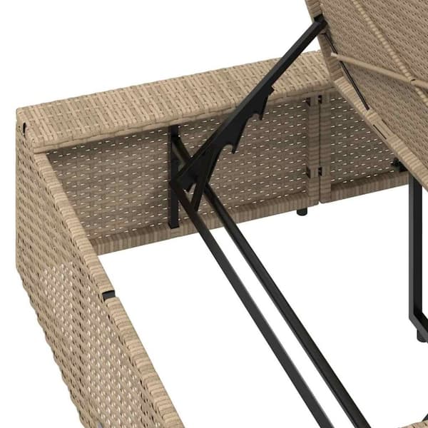 vidaXL Solsäng med flytande dyna beige konstrotting