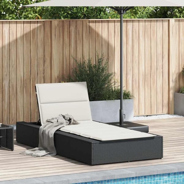 vidaXL solseng med flydende hynde polyrattan sort