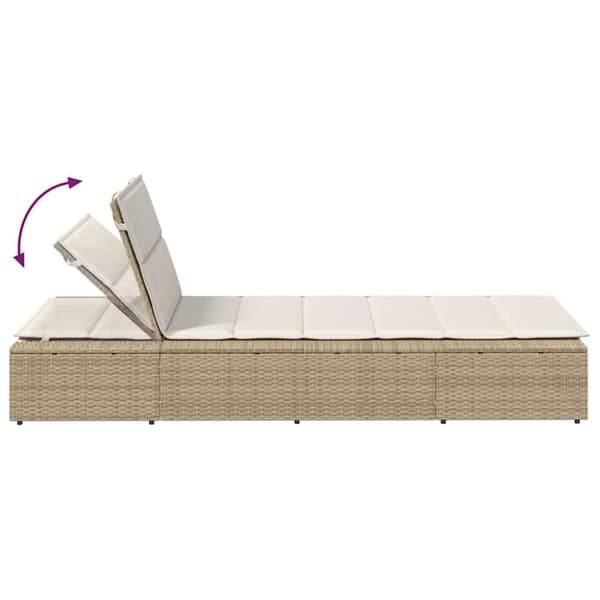 vidaXL Solsäng med flytande dyna beige konstrotting