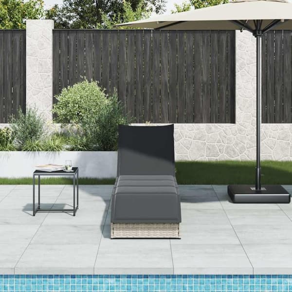 vidaXL sammenklappelig solseng med hynde og opbevaring polyrattan