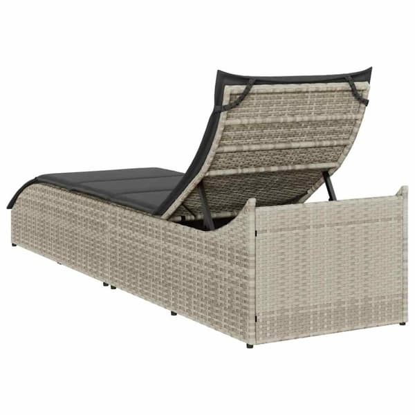 vidaXL sammenklappelig solseng med hynde og opbevaring polyrattan