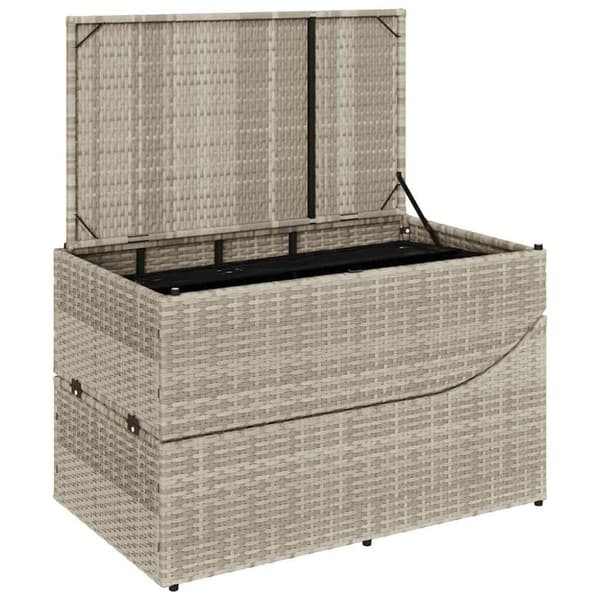 vidaXL sammenklappelig solseng med hynde og opbevaring polyrattan