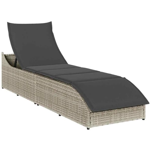 vidaXL sammenklappelig solseng med hynde og opbevaring polyrattan