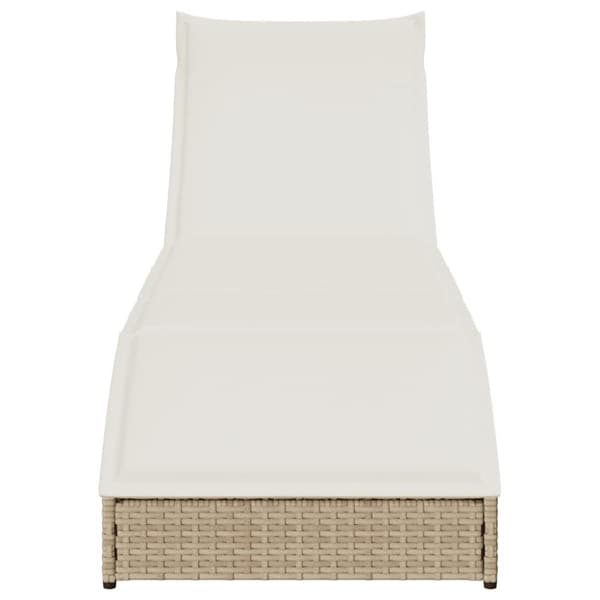 vidaXL sammenklappelig solseng med hynde & opbevaring polyrattan beige