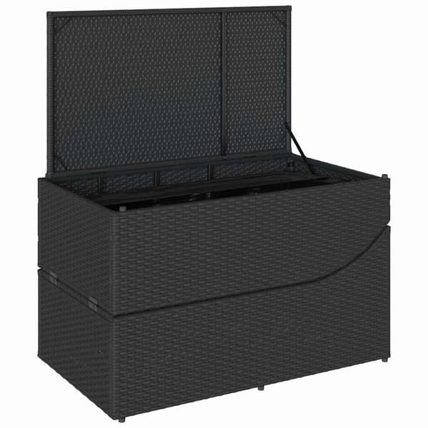 vidaXL hopfällbar solstol med dyna och förvaring i svart konstrotting