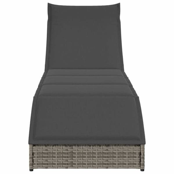 vidaXL sammenklappelig solseng med hynde og opbevaring polyrattan grå