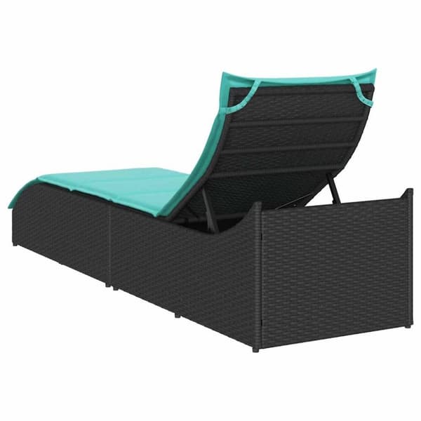 vidaXL sammenklappelig solseng med hynde og opbevaring polyrattan sort