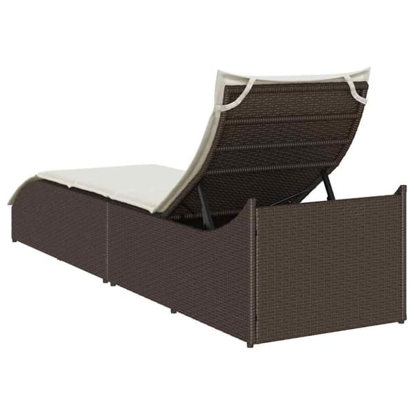 vidaXL sammenklappelig solseng med hynde og opbevaring polyrattan brun