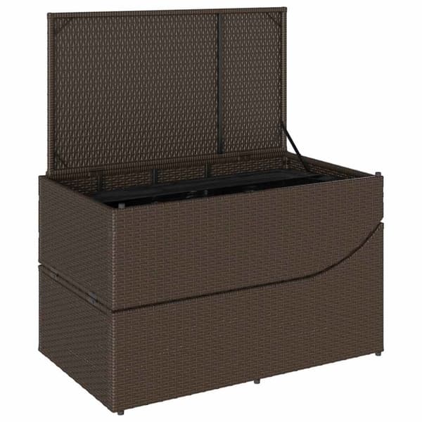 vidaXL sammenklappelig solseng med hynde og opbevaring polyrattan brun