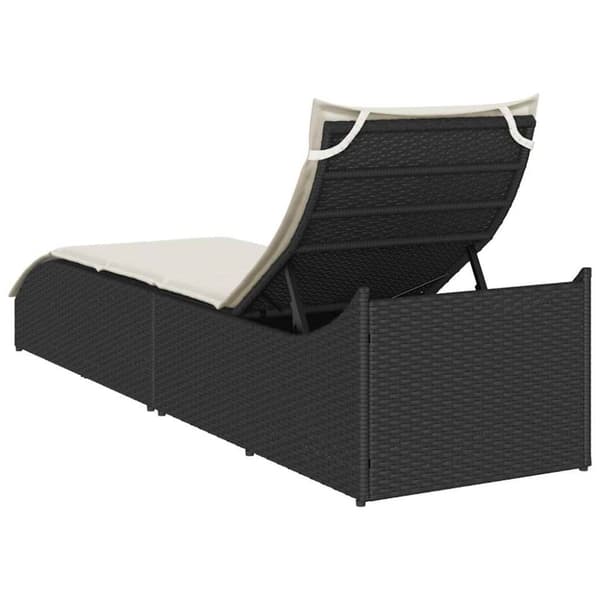 vidaXL sammenklappelig solseng med hynde og opbevaring polyrattan sort