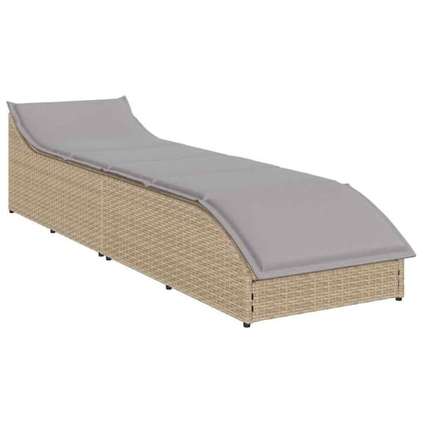 vidaXL sammenklappelig solseng med hynde & opbevaring polyrattan beige