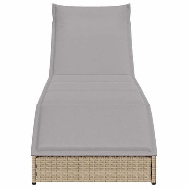 vidaXL sammenklappelig solseng med hynde & opbevaring polyrattan beige