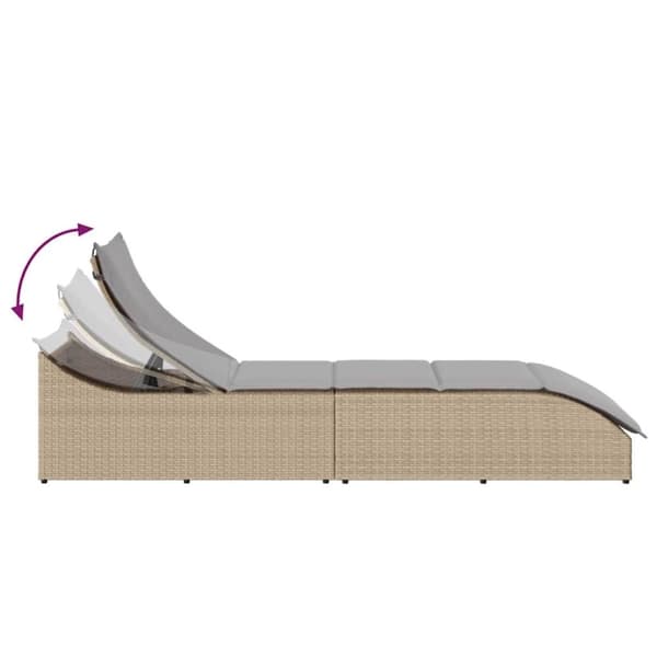 vidaXL sammenklappelig solseng med hynde & opbevaring polyrattan beige
