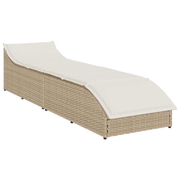 vidaXL hopfällbar solstol med dyna och förvaring beige konstrotting
